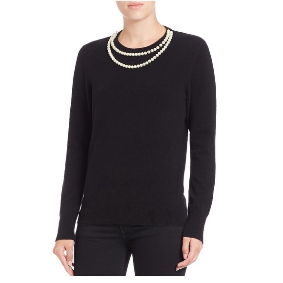 NWT Equipment Faux Pearl Necklace Sweater– Elegant & Chic Layered Look - Picture 3 of 15